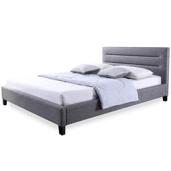 Baxton Studio Hillary Modern and Contemporary Queen Size Upholstered Platform Bed 116-6197